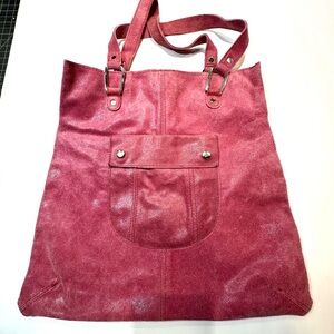Sueded Pink Tote Bag w/ Shoulder Strap